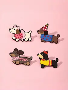 4pcs/set Dachshund Enamel Brooch Pin fashion Decorative Brooches Ornaments Lapel Bag Badges Jewelry Gifts