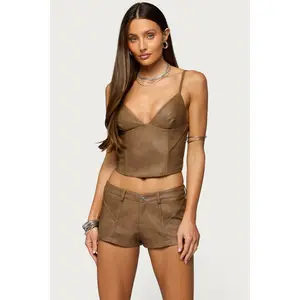 Idara Faux Leather Corset