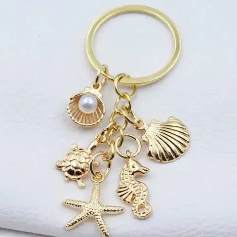 Charming Keychain Pendant, Sea Horse Starfish Shell Design, Unique Marine Life Accessory, Perfect Gift for Ocean Lovers & Beach Enthusiasts, Stylish Keychain, Aesthetic Keychain, Cute Keychains For Car Keys
