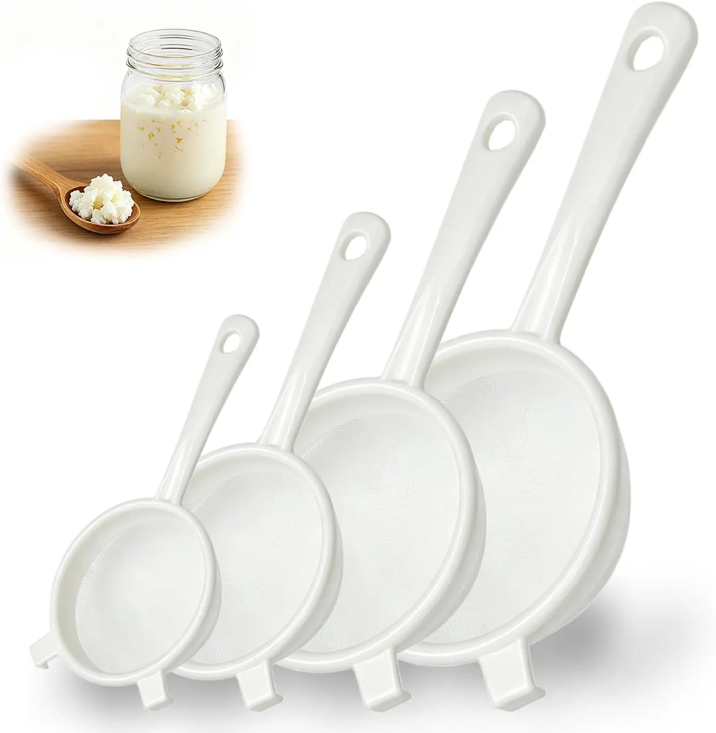 4PCS Reusable Lightweight Nylon Plastic Fine Mesh Strainer Set - Non-Toxic Kitchen Utensils, Tea Strainer for Everyday Use, Versatile for Kefir, Pasta, Reuse, Infuser Tea Strainers & Filters