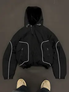 Men's Decorative Line Hooded Functional Jacket, Lightweight Waterproof Fabric, 3D Pockets, Outdoor Hiking, Daily Commute, Multiple Sizes Available, Casual Wear Coat, Long Sleeve