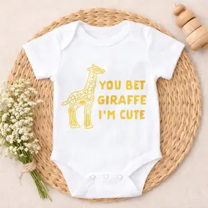 You Bet Giraffe I'm Cute Baby Bodysuit Funny Jumper for Infants Funny Baby   bamboo  Cute appearance Casual Wear Funny Sarcastic  Novelty