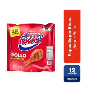 Super Ricas Chicken Flavored Chips 12 Pack 25g Each Papas Sabor Pollo El Auténtico 300g