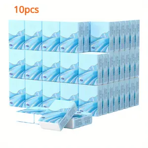 10-pack Portable Pocket Tissues - 6 sheets per pack, paper towels, Single Use Tissues, single sheet, soft and absorbent, suitable for travel, hygienic handkerchiefs for mobile cleaning.