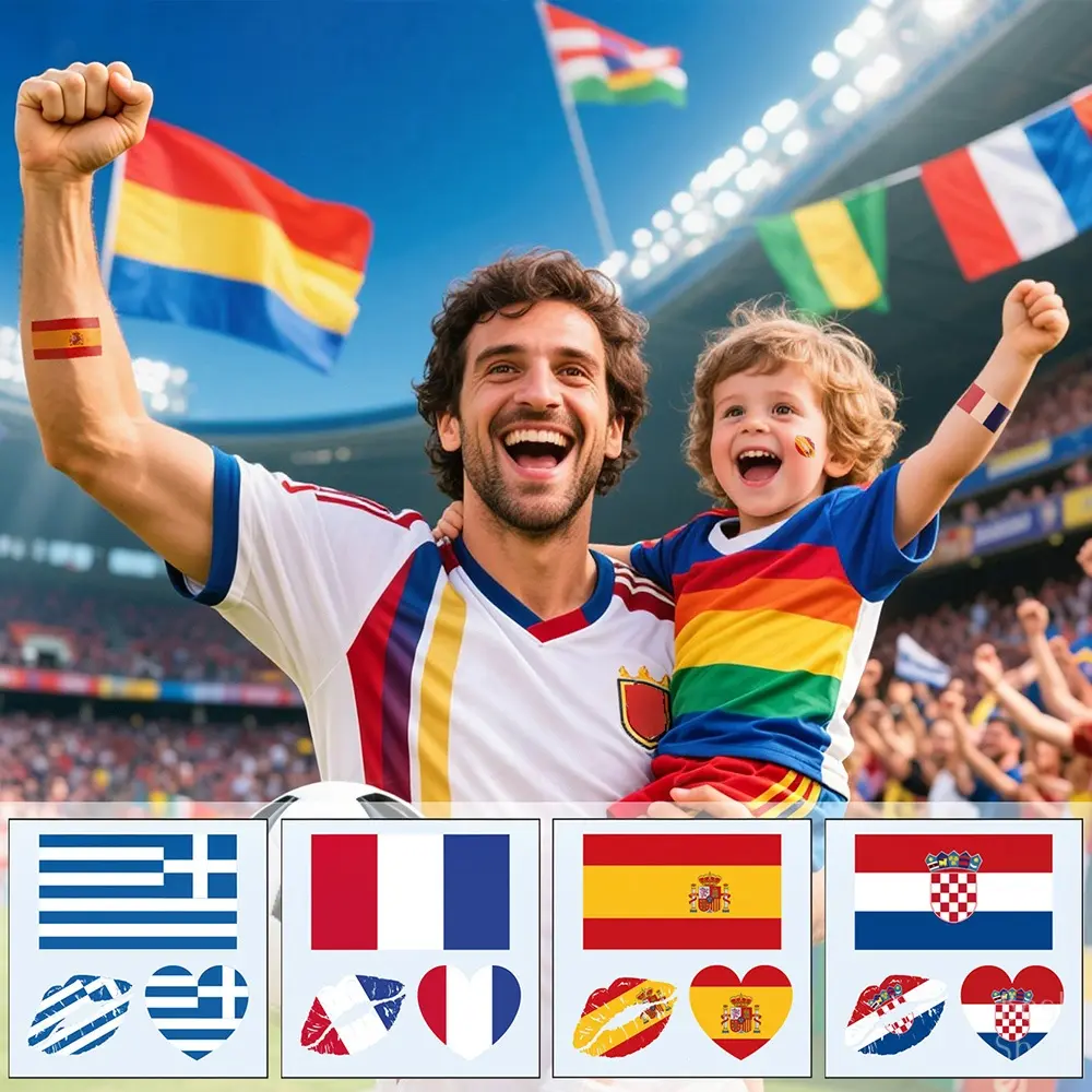 2026 Temporary Tattoos, 48sheets Temporary Tattoos Country Flag Face Stickers Waterproof National Flag Tattoos,Soccer Match Support Supplies
