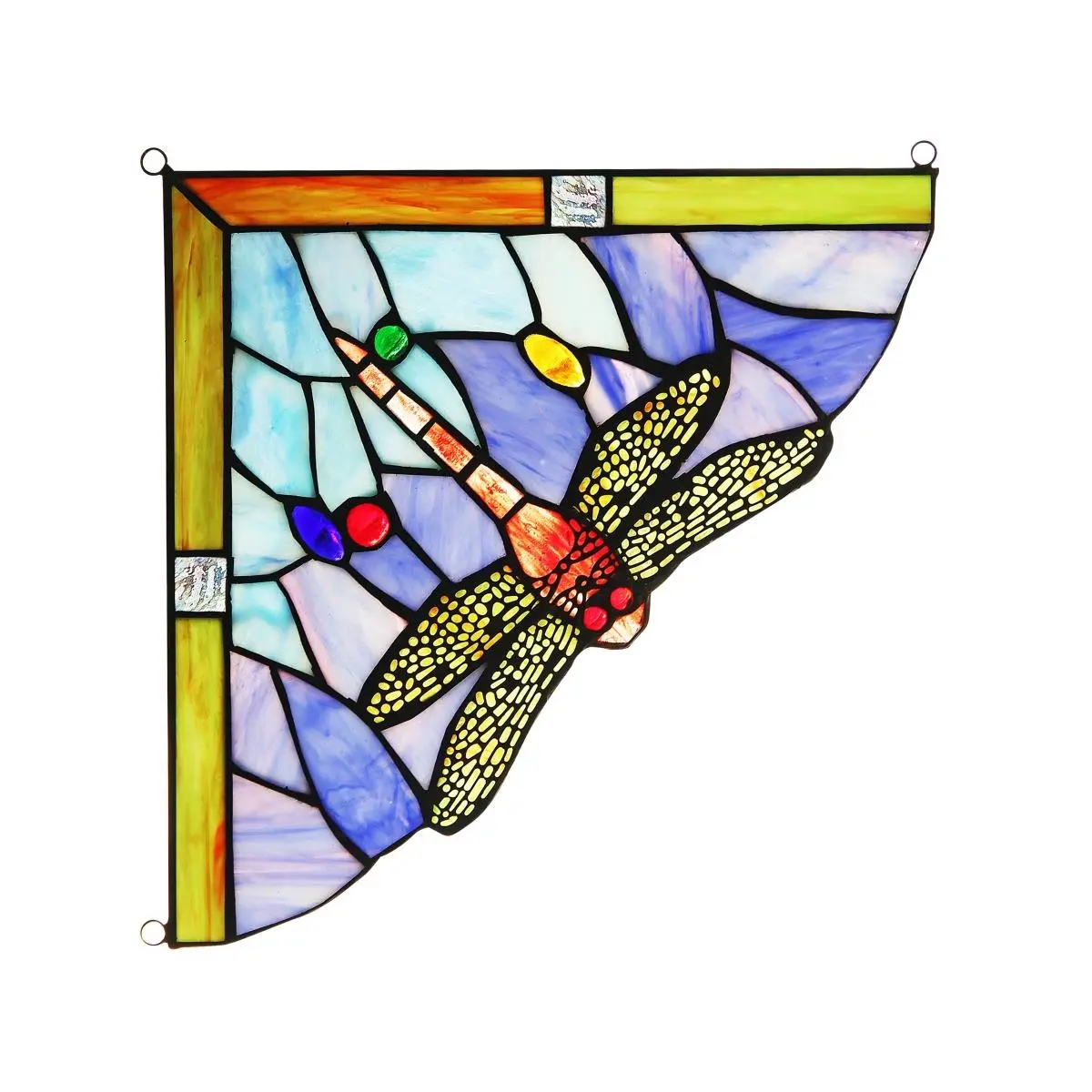 212 MAIN Harmonia Dragonfly Tiffany-Glass Window Panel - 10 in Hand-Made Hanging Decor for Baby Rooms, Baby & Maternity Room Ornament