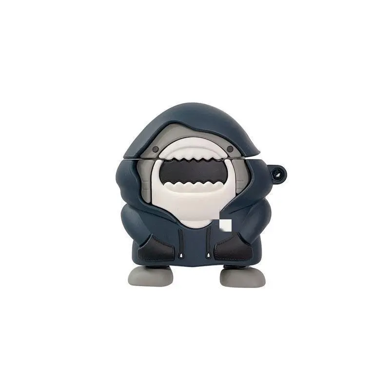 Cubic Sweatshirt Shark Headphone Case, Silicone Headphone Case