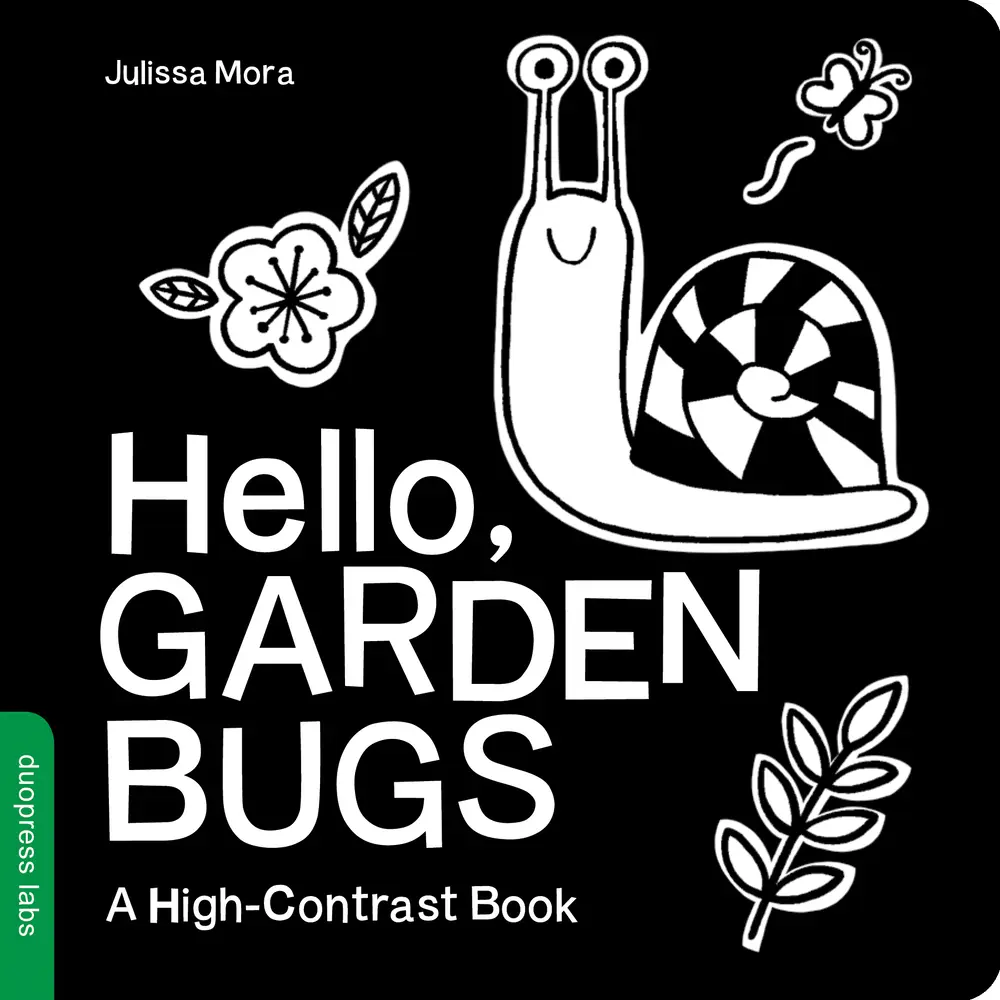 USED Book - Hello, Garden Bugs: A High-Contrast Board Book That Helps Visual Development in Newborns and Babies by Duopress Labs (Board book) - english