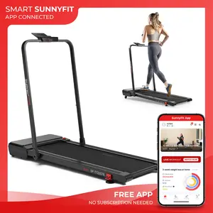Sunny Health & Fitness Smart 2-in-1 Pacer Treadmill Treadpad/Walkpad, Home Gym Workout Fitness, Dual Mode (Run up to 6 MPH, Walk up to 3.7 MPH), 6 Auto Incline Levels, Shock-Absorbent 45" x 16" Deck, Compact for Work-from-Home, 265 lbs Capacity