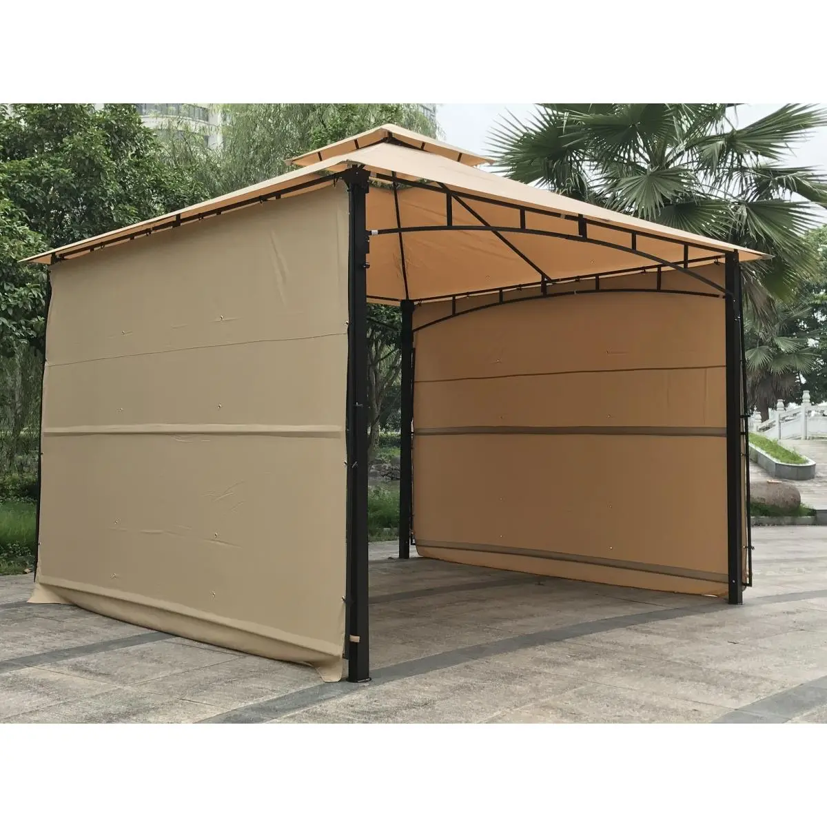 212 MAIN Traditional 11x11 ft Metal Patio Gazebo, Rustproof Steel Frame, 2-Side Awning, Outdoor Shade Structure for Backyard, Garden