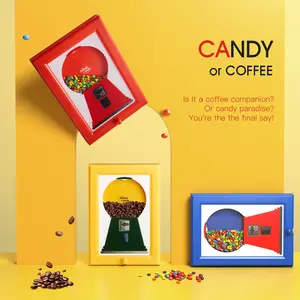 Wall mounted square photo frame candy dispenser, candy dispenser photo frame, hanging candy dispenser, convenient and quick way to dispense candy, nuts, dog and cat snacks photo frame, holiday decoration photo frame candy box, Christmas gift