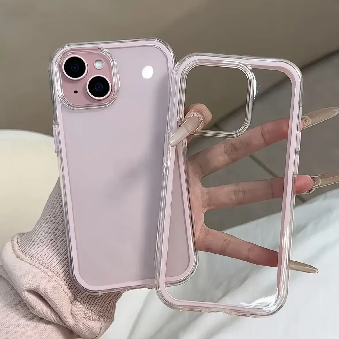 Phone Case for iPhone 16 15 14 Plus 13 12 Pro Max, Clear Cute Aesthetic Transparent Phone Cases Raised Camera Protection Stylish Slim Soft Durable TPU Protective Cover for Women Girls, Drop Protection, Shockproof Slim Phone Cover
