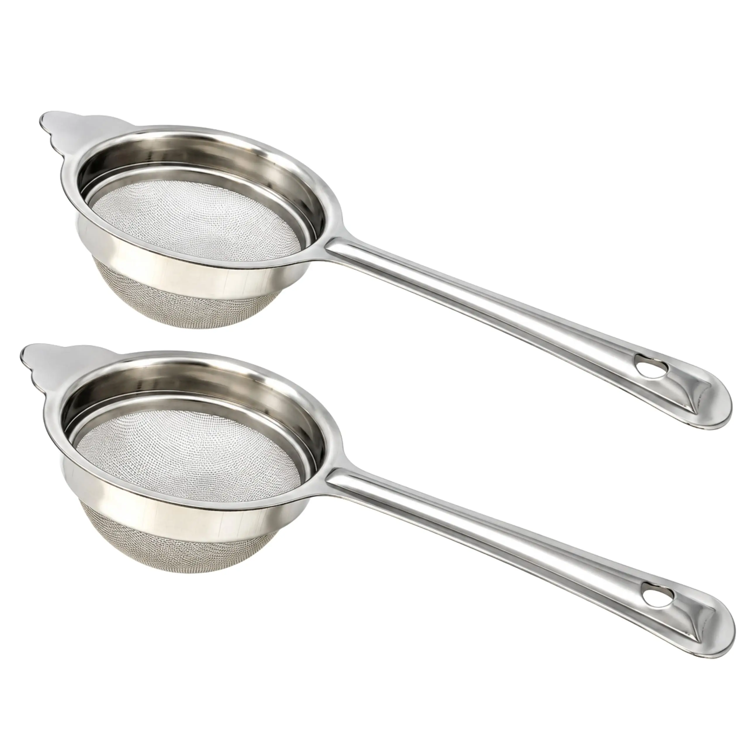Rani Tea Strainers (3in) Stainless Steel Fine Mesh Tea Strainer, 2-Pack, Reusable Strainers for Loose Leaf Tea, Juice & Baking, with Support Tab & Hanging Hole