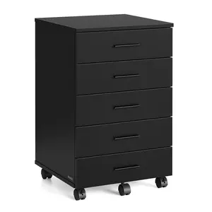 VASAGLE File Cabinet, Mobile Pedestal Filing Cabinet with Wheels, Printer Stand with 5 Drawers, Tool-Free Sliding Rails, for Study, Home Office