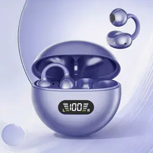 MZYJBL Open-Ear Clip-On Wireless Earbuds - Bluetooth 5.4, Secure Fit, Wireless Charging Case, LED Power Display, Sweatproof Design for Sports/Running/Fitness