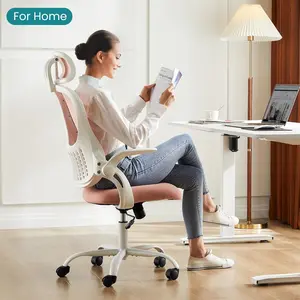 High Back Computer Desk Chair with Adjustable Headrest, Flip-Up Armrests & Lumbar Support, Comfy Ergonomic Mesh Chair with Wheels for Work or Home