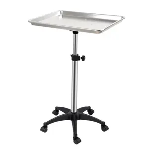Salon Rolling Tray, Height Adjustable Tattoo Tray Rolling Cart, Storage Utility Trolley for Spa, Beauty Salon Service, Hairdresser Cart with Wheels (Silver)