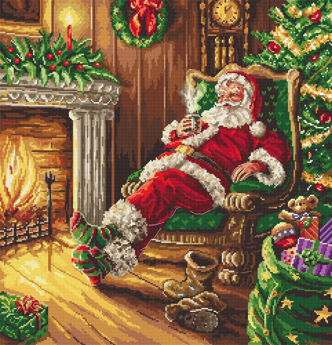 Santa's Rest by the Chimney Counted Cross Stitch Kit by Letistitch L8052