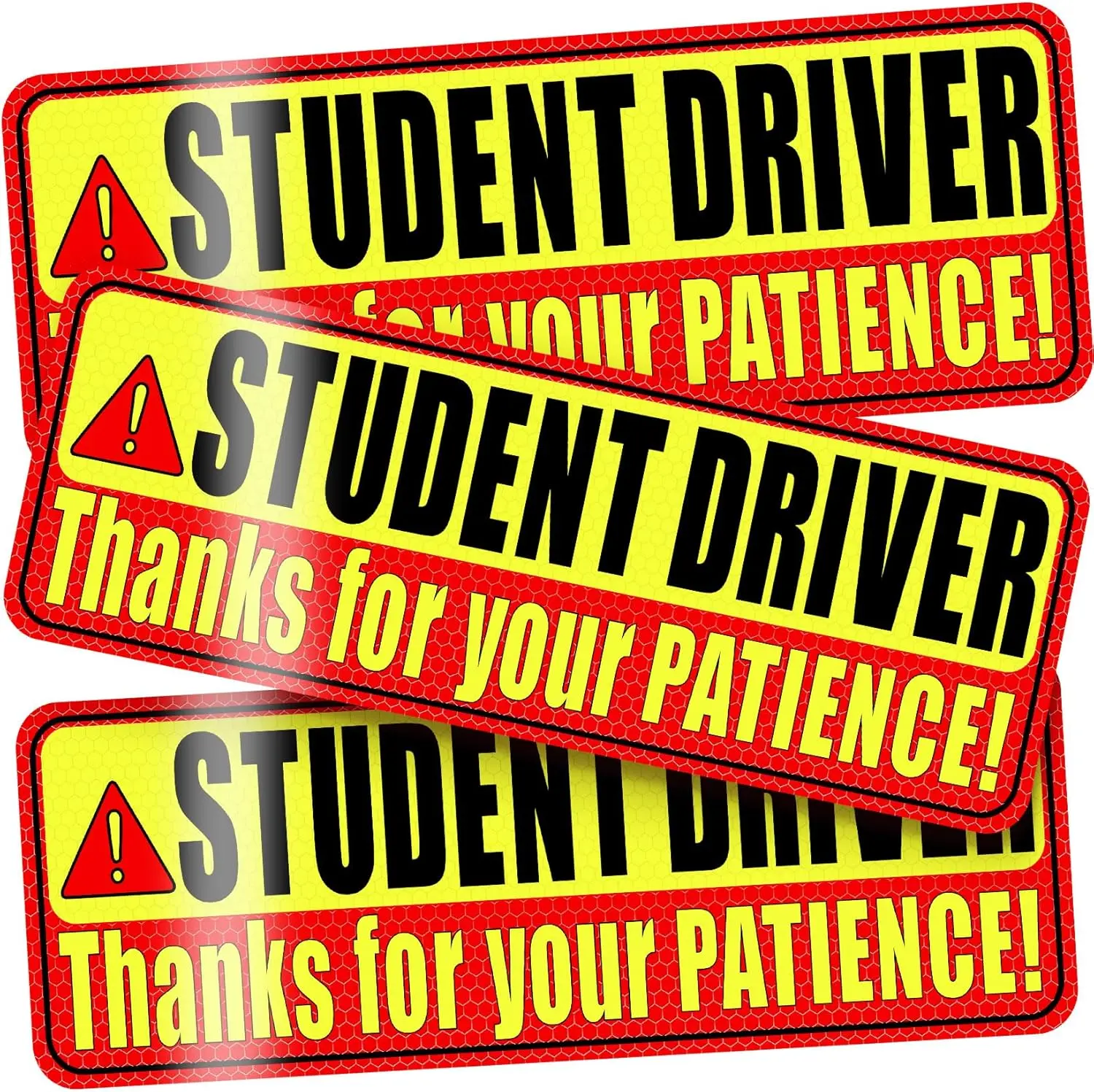 3 Pack Reflective Magnetic Car Sign Heavy Duty New Driver Safety for Teen Training