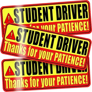 3 Pack Reflective Magnetic Car Sign Heavy Duty New Driver Safety for Teen Training