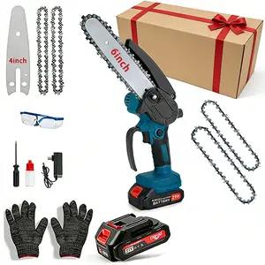 Mini Chainsaw, 2IN1(4+6 Inch) Mini Cordless Brushless Electric Chainsaw, With 2Batteries & Auto Oiler HandHeld Powered Chain Saw, For Tree Trimming Wood Cutting Garden And Yard Work