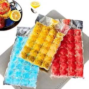 Disposable Ice Cube Bags - 100 Stackable Self-Sealing Trays for Cocktails Food Wine - 2400 Ice Cubes - Cold Ice Pack Cooler Bags - Easy Release & Convenient Storage