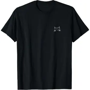 Small Cat Face Cat Lover Funny Cat Minimalist Subtle Cat T-Shirt