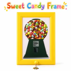 Retro Candy Frame Dispenser | Interactive Candy Display Shadow Box | Fun Gumball Machine Wall Decor for Home, Office & Game Room | Creative Birthday, Christmas & Housewarming Gift