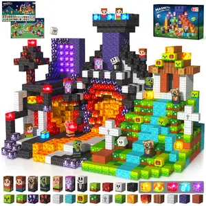 Magnetic Building Blocks with Light Bricks - 150PCS Magnetic Blocks, Suitable for Children Aged 4, 5, 6, 7, 8, 9, 10, Magnetic Stacking Toys, Halloween Building Blocks, Suitable for Children Aged 3 +