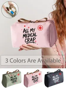 Portable Medicine Bag, Small Pill Box & First Aid Kit, Theme Makeup Case, Cross Pattern, Travel Essential, Daily Outdoor Use, Travel Cosmetic Bag