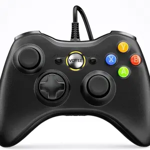 VOYEE PC Controller, Wired Controller Compatible with Microsoft Xbox 360 & Slim/PC Windows 10/8/7, with Upgraded Joystick, Double Shock | Enhanced (Black)