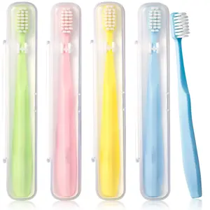 Extra Soft Toothbrush for Sensitive Teeth 10000 Ultra Soft Bristles Manual Travel Toothbrush with Individual Portable Case 4 Pack for Adults Elders
