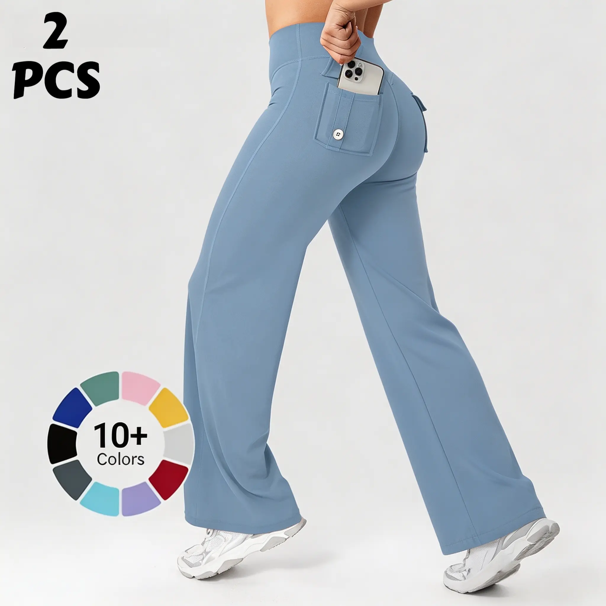 2PCS Leggings with Pockets for Women Scrunch Workout Leggings Butt Lifting Gym Yoga Pants summderfinds