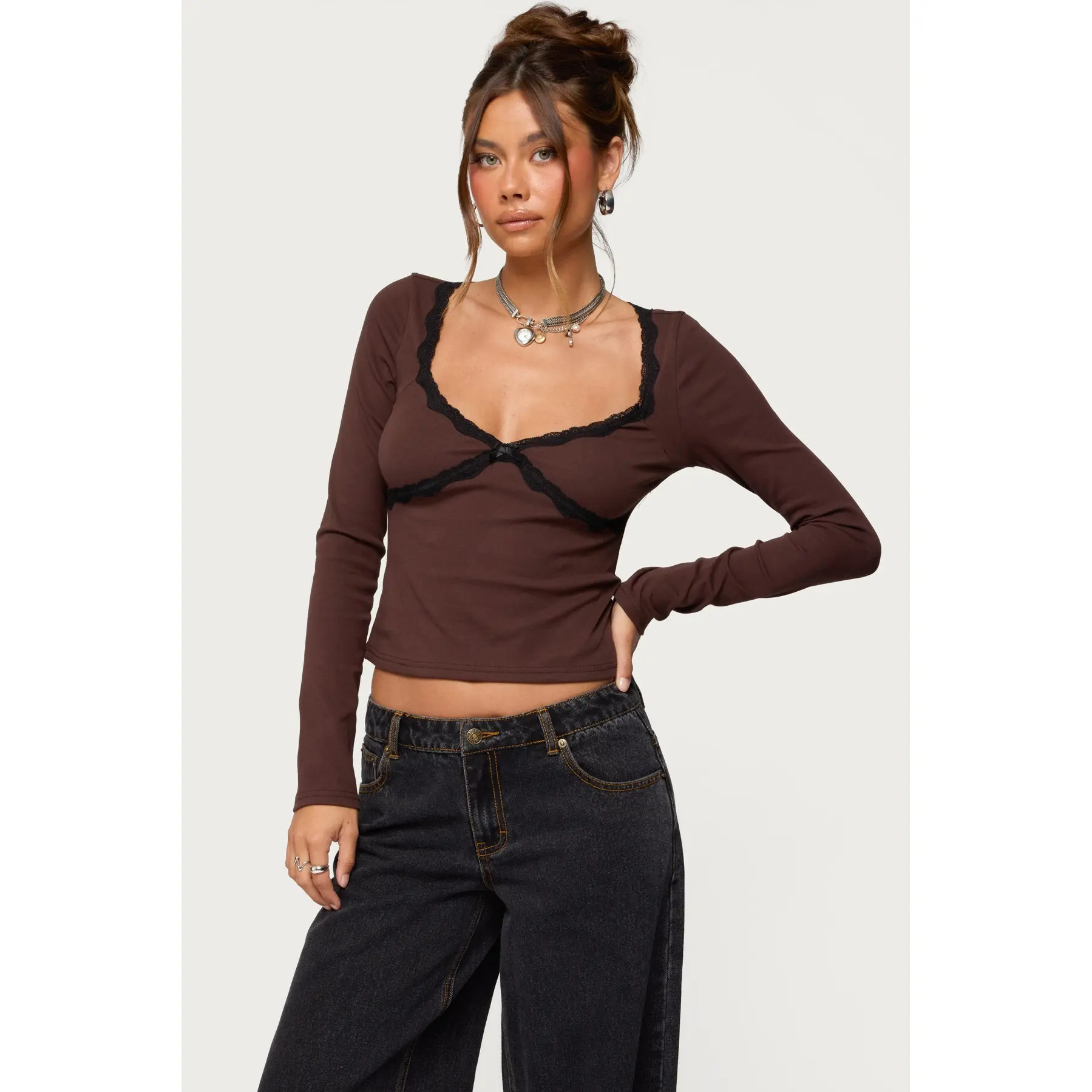 Porta Contrast Lacey Top