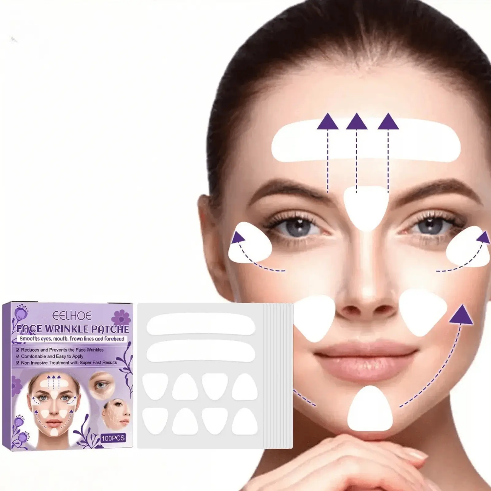 Silicone Face Wrinkle Patch Fine Lines Smoothing Face Patches, 100pcs Facial Skin Lifting Patches, Skin Care Tool Facial Skin Care for Women and Men, Instant face Lift Tool