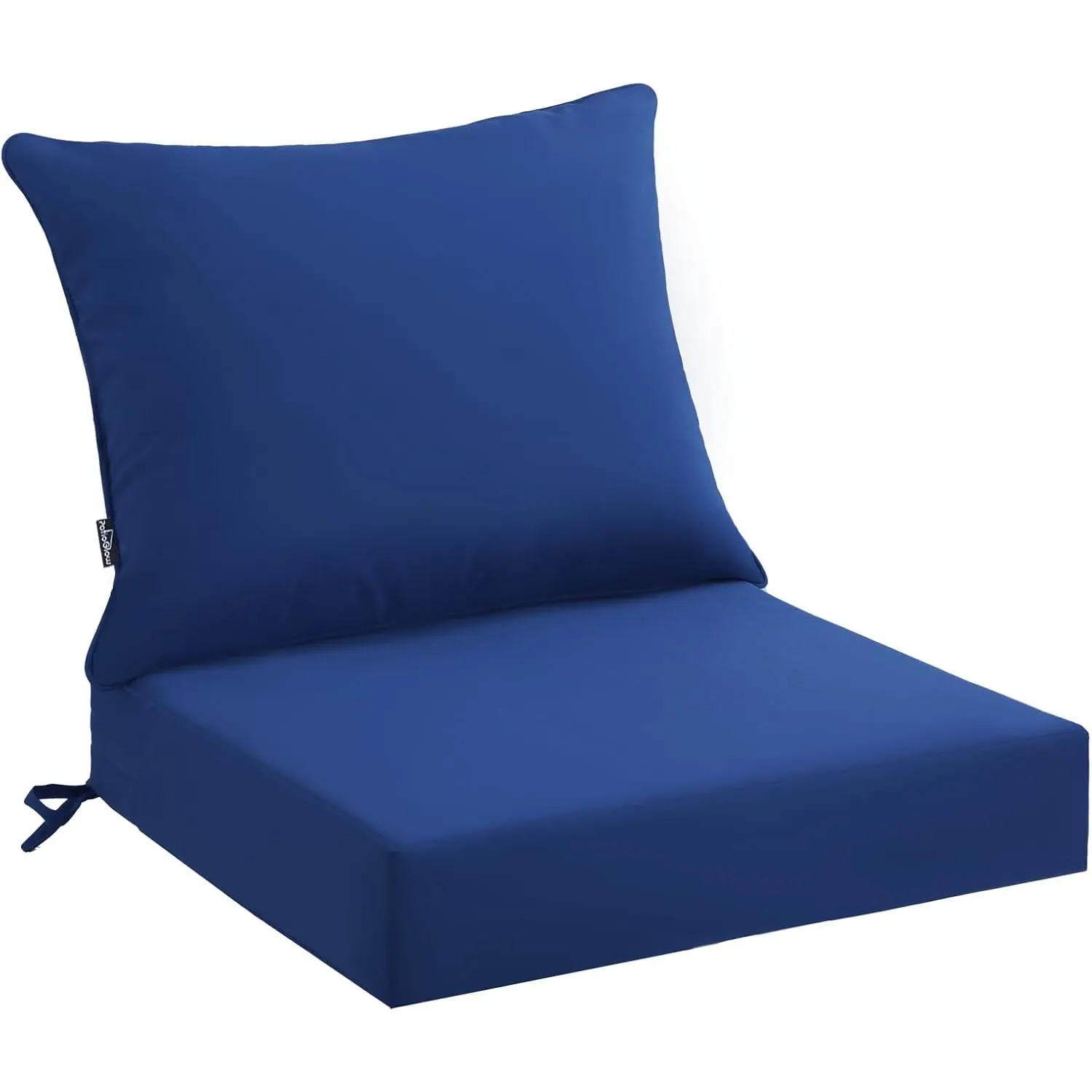 Outdoor Seat Cushion Set 24 x 24 x 4 Inch,  & Fade Resistant Patio Furniture Cushions with Removable Cover and Ties, Thick Deep Seating Pads for Outside Chair Sofa Couch, Blue