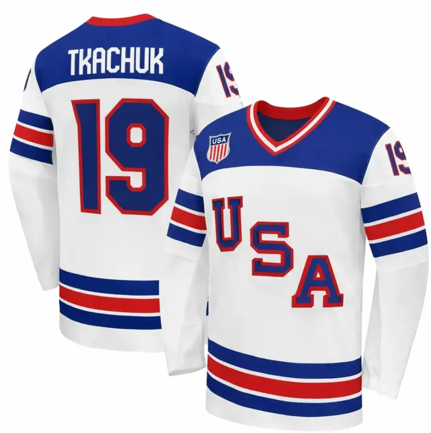 Men’s #19 Tk#chukk White 2026 Away Replica Hockey Jersey,  Birthday Gifts for Hockey Fans