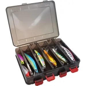 Double-Sided Gun Color Lure Box, Transparent Storage Box, Wooden Shrimp Fish Bait Hook Handheld Fishing Gear Box