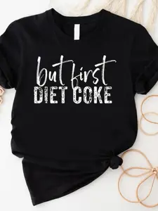 Funny Diet Coke T-Shirt - First Drink Diet Coke Slogan Tee with Iconic, Casual Round Neck Shirt for Diet Coke Enthusiasts, Machine Washable - Apparel