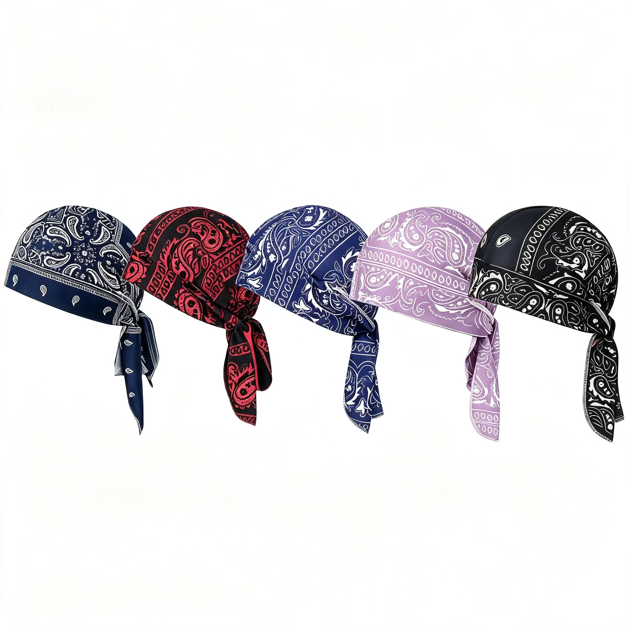 Printed pirate headscarf set of 5 pieces, beach hat, elastic moisture-wicking breathable cooling pirate headscarf, sweat-absorbing breathable headscarf hat, adjustable sports hat, suitable for motorcycle riding, fitness training, birthday gift