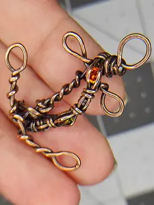 Handcrafted Copper Anchor Pendant with Orange & Green Cubic Zirconia - Anchors ⚓️ Away