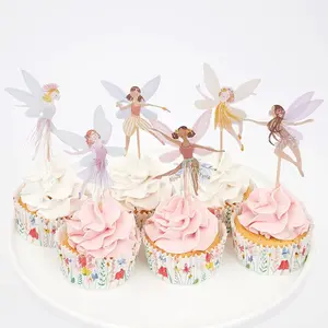 Fairy Cupcake Toppers,24 PCS Fairy Cake Topper,Fairy Party Decorations,Fairy Birthday Party Decorations