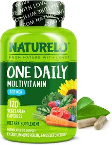NATURELO Mens Multivitamins - One Daily Multivitamin for Men with Vitamins, Minerals & Organic Whole Foods, Boost Energy & Health, Non-GMO, 120 Vegetarian Capsules