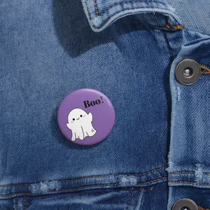 Ghost Boo! Halloween Pin - Custom Pin Buttons, Cute Halloween Badge, Spooky Ghost Pin, Halloween Party Favor, Trick or Treat Pin