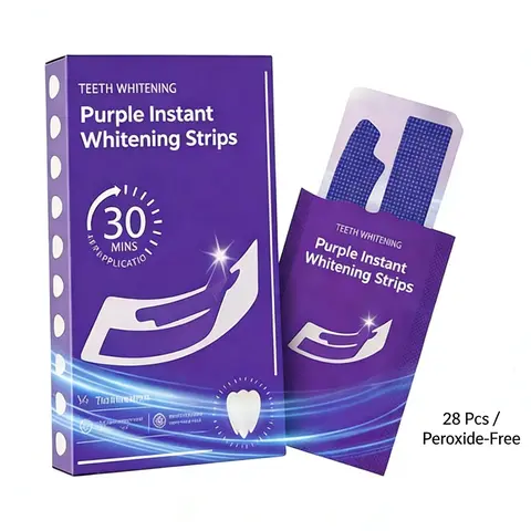 Whitening Strips (14 Pairs/28 Pieces) - Gentle Gel Purple Pigment Teeth Whitening Stain Treatment, Enamel-Safe, Non-Sensitive, Anti-Slip, Contains Neither Peroxide Oral Care Kit for Adults Daily Use (Leave on 30mins)