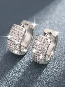 Unisex Shiny Copper Inlaid Zircon Stud Earrings, Hip Hop Style Ear Rings, Fashion Jewelry for Men & Women, Trendy Accessory for All Occasions, Statement Earrings, Shining Earrings, Trendy Fashionable Accessories