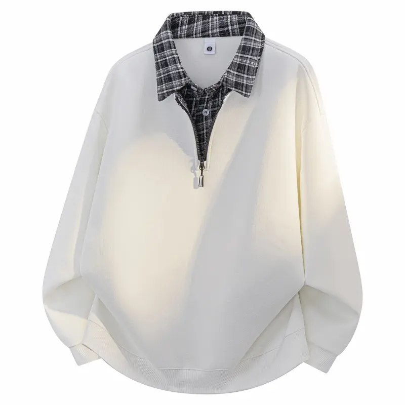 Plaid Collar Zipper Sweatshirt - Casual Long Sleeve Top for Men, Soft and Comfortable, Perfect for Daily Wear, Thoughtful Gift for Boyfriend Husband and Father
