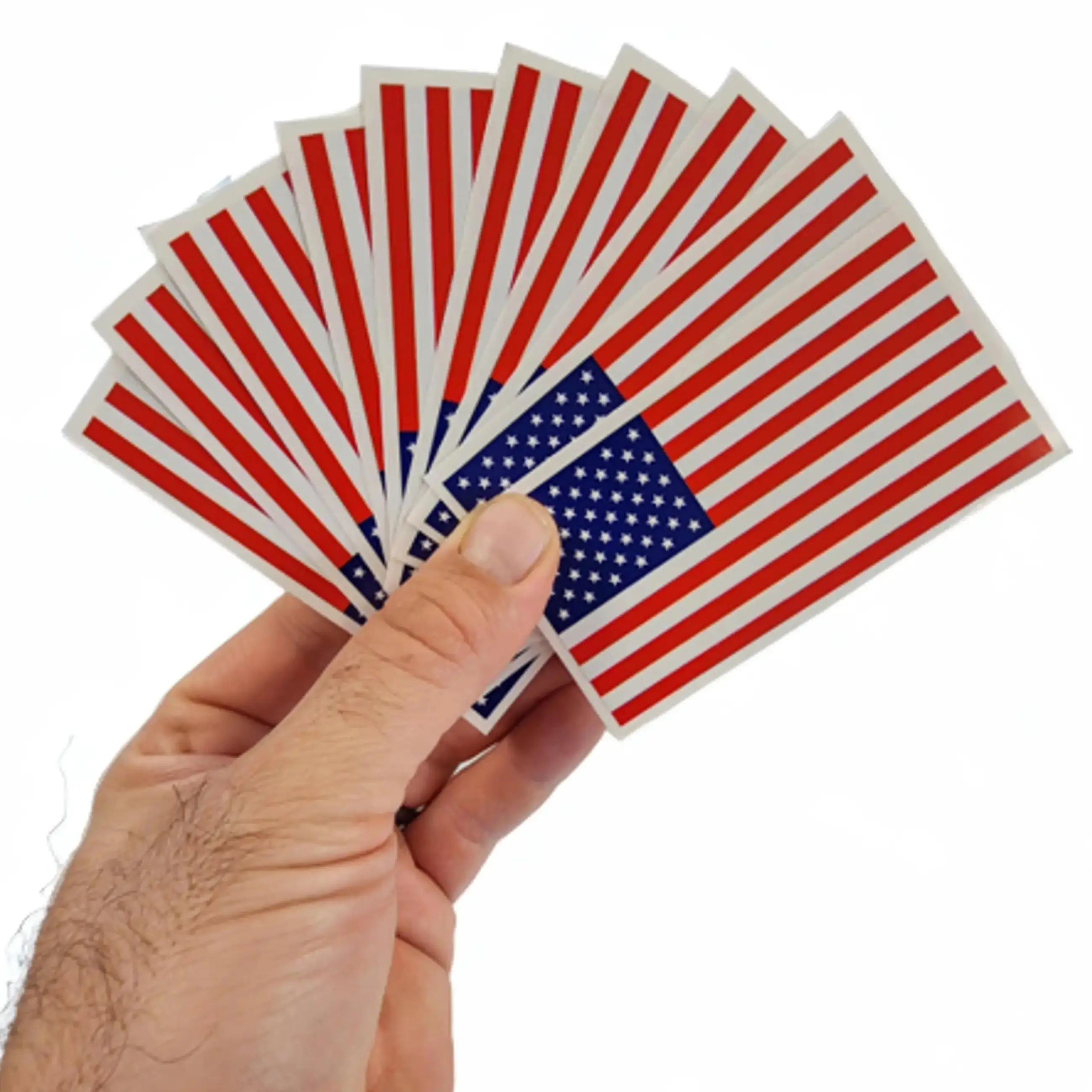 10 Pack American Flag Stickers - Made of 3M Vinyl - USA Patriotic Stickers - Bubble-Free Adhesive - Dishwasher Safe
