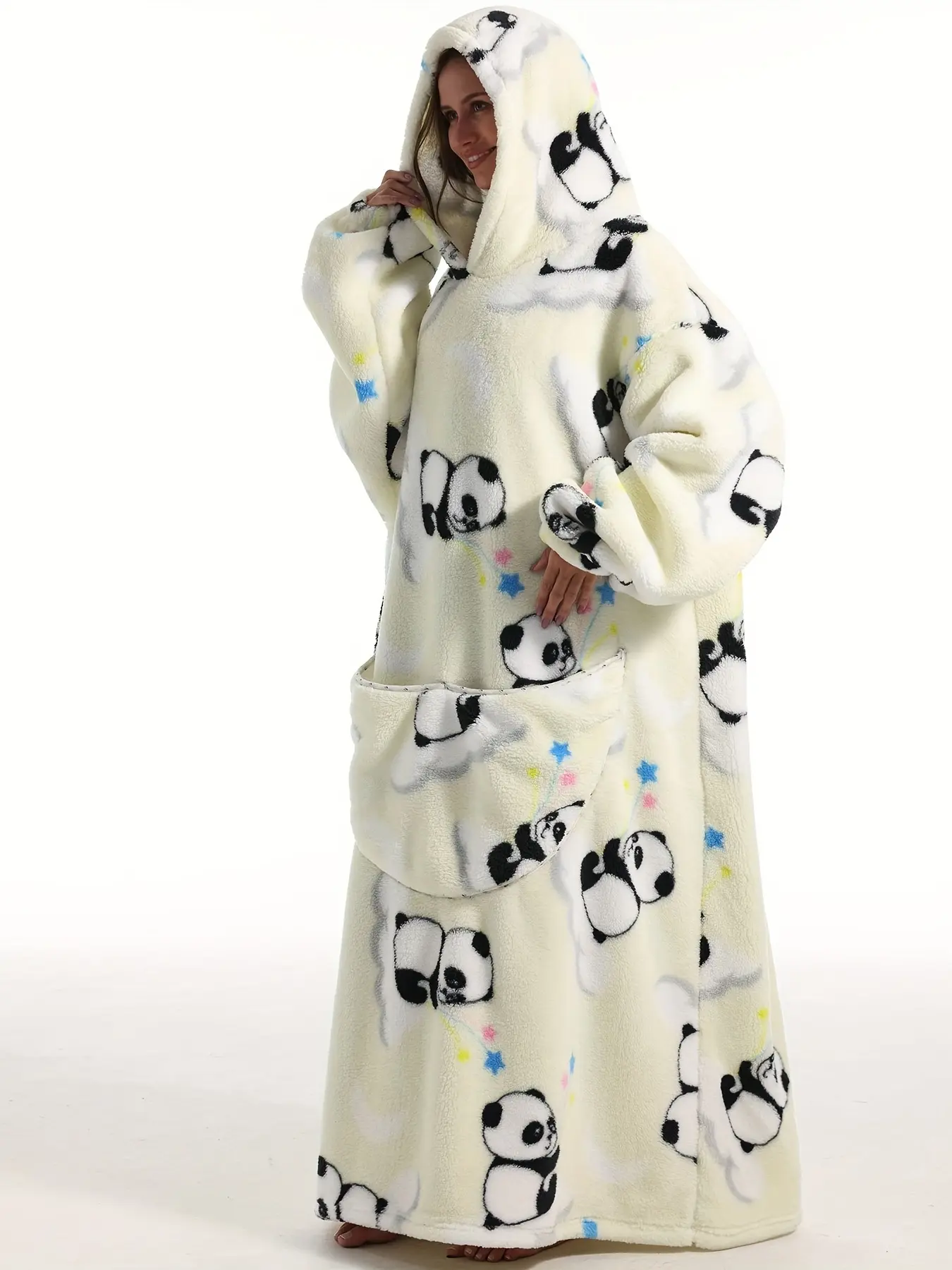 1PCS Women's Winter Panda Flannel Pajamas Set, Cartoon Animal Home Sleepwear, Unisex Couple Loungewear, Christmas Gift Idea,Christmas Gifts For GF