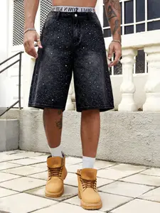 Women's Casual Loose-Fitting Denim Shorts, Summer New American Style Washed High Street Trendy Design, Comfortable Daily Wear, Casual Fashionable Shorts